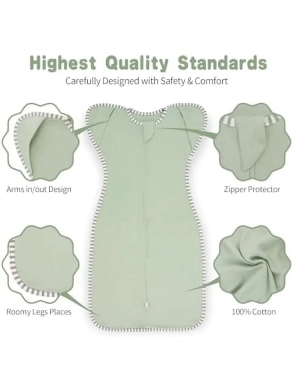 Cozy Newborn Swaddle Sleep Sack 0-3 Months, 2-Pack, 100% Cotton, 2-Way Zipper